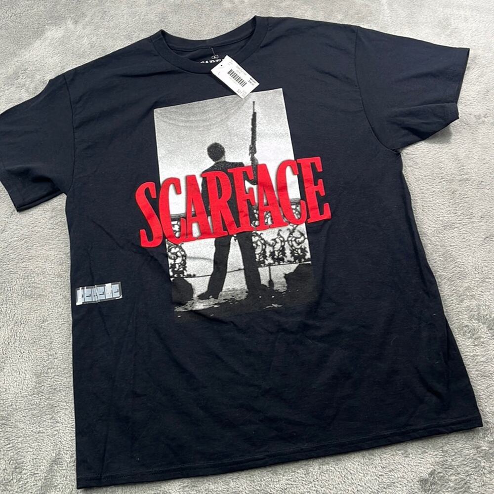 NEW Scarface L 100% Cotton Mens Black White Short Sleeve T Shirt RARE